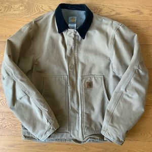 Carhartt Dearborn Sandstone Tan Jacket Sherpa Lined size Medium.